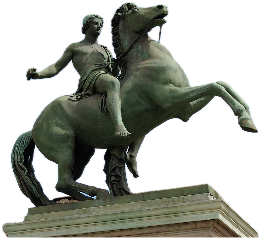 Кастор. equestrian statue of Castor