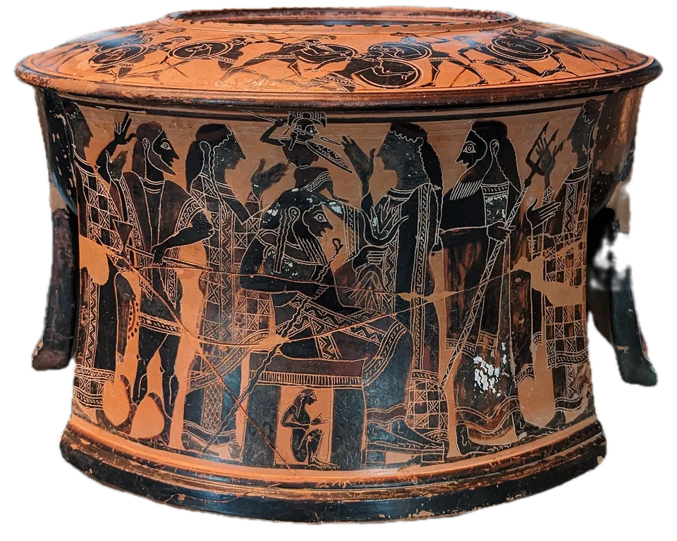 Eileithyia. Exaleiptron tripode attique à figures noires