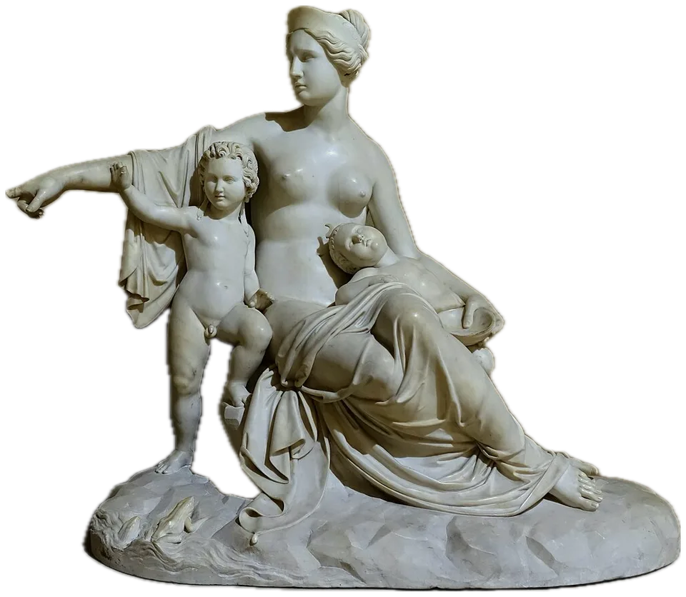 Leto. Latona with the infants Apollo and Artemis, by Francesco Pozzi, 1824, marble - Sculpture Gallery, Chatsworth House - Derbyshire, England - DSC03504