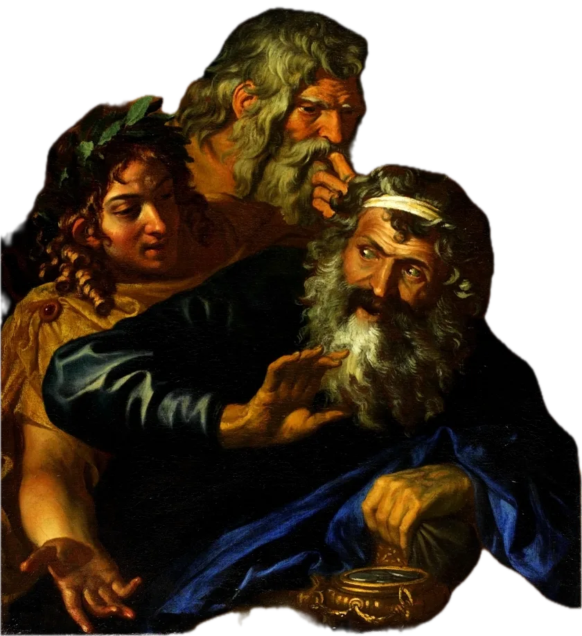 Laomedon. Laomedon Refusing Payment to Poseidon and Apollo